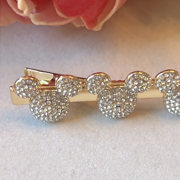 Disney X BAUBLEBAR Mickey and Minnie Mouse Crystal Gold Hair Clips Barrettes - Picture 5 of 5